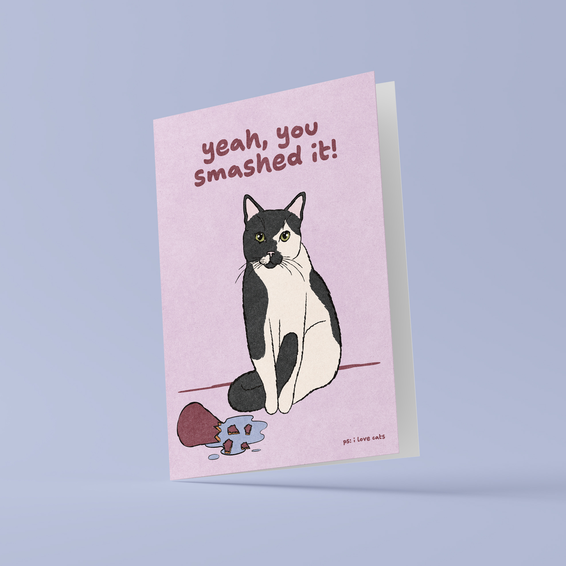 Kat & Yeah, you smashed it! - kattenkaart met envelop
