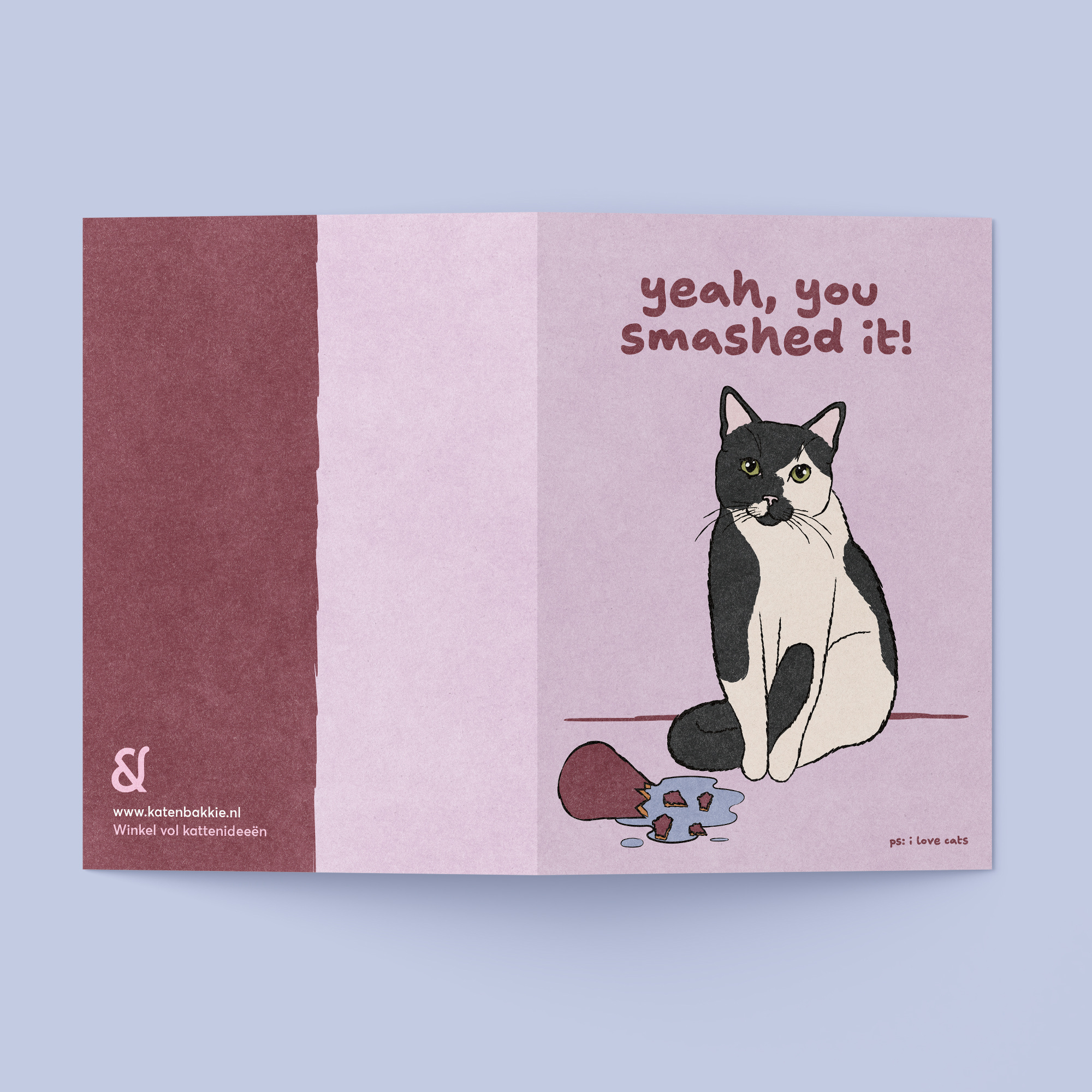 Kat & Yeah, you smashed it! - kattenkaart met envelop