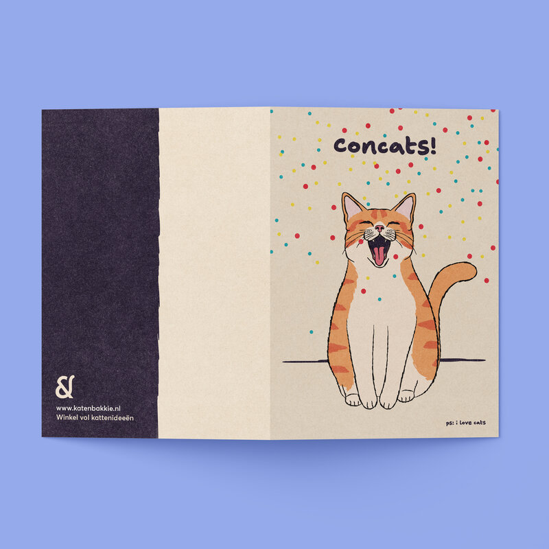Kat & Concats! - kattenkaart met envelop