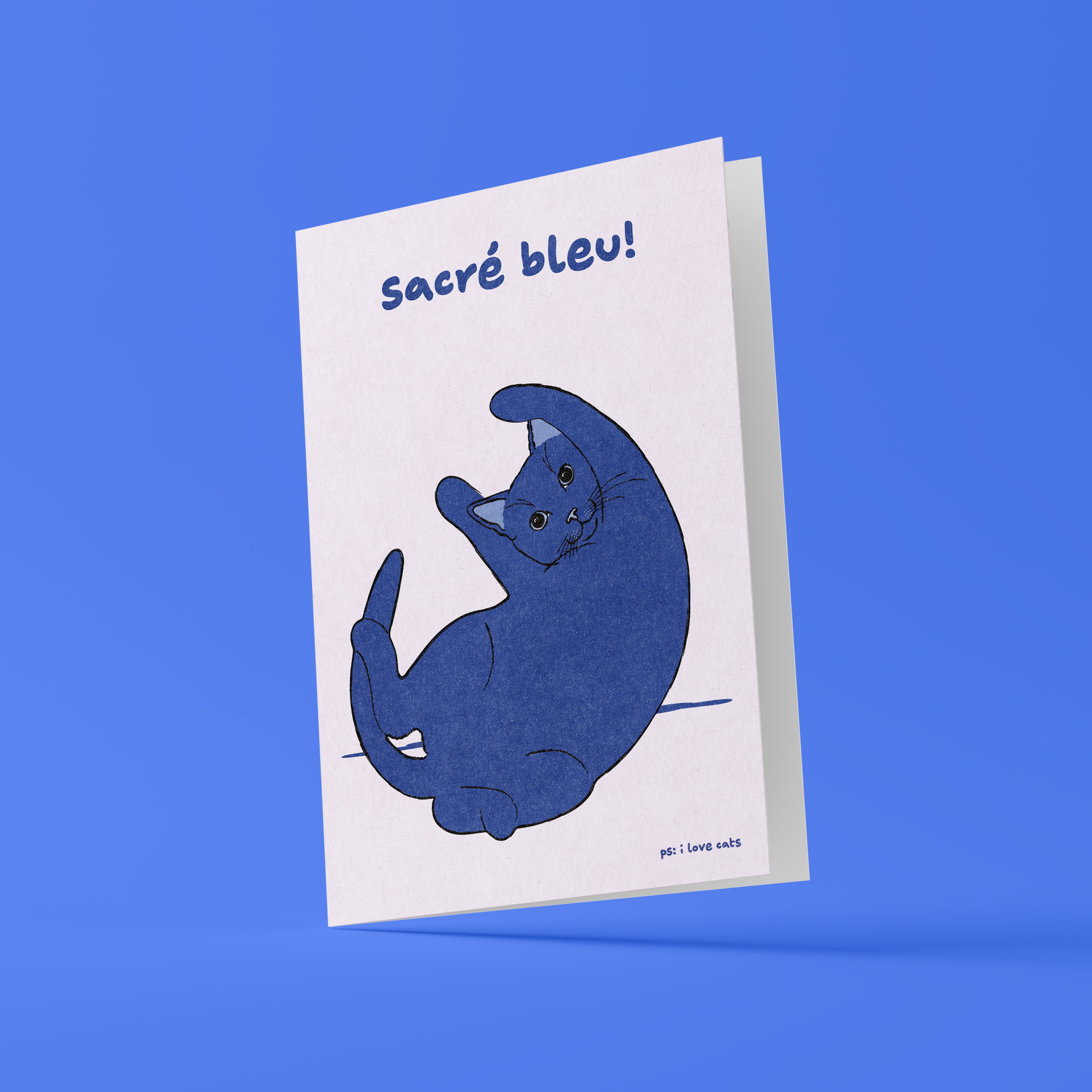 Kat & Sacré blue! - kattenkaart met envelop