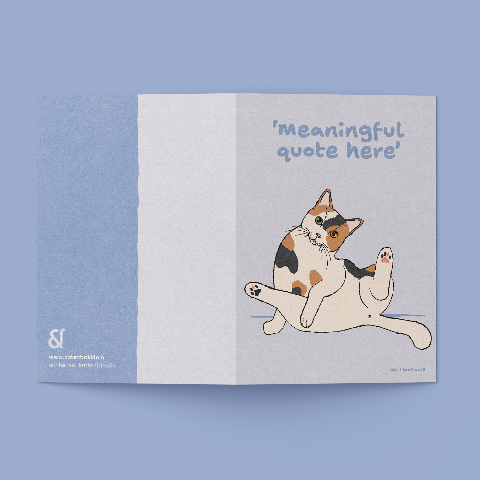 Kat & 'Meaningful quote here' - kattenkaart met envelop