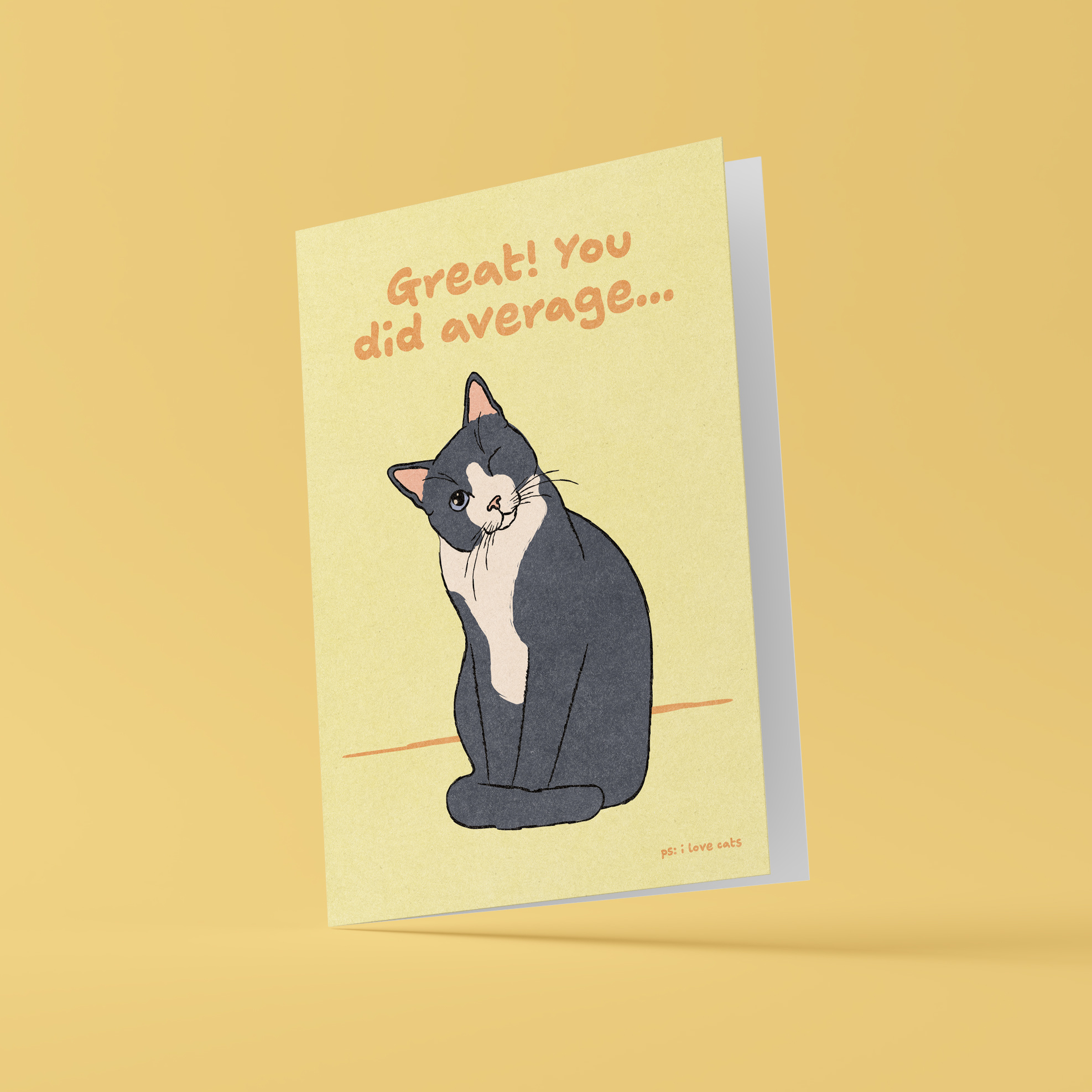 Kat & Great, you did average! - kattenkaart met envelop