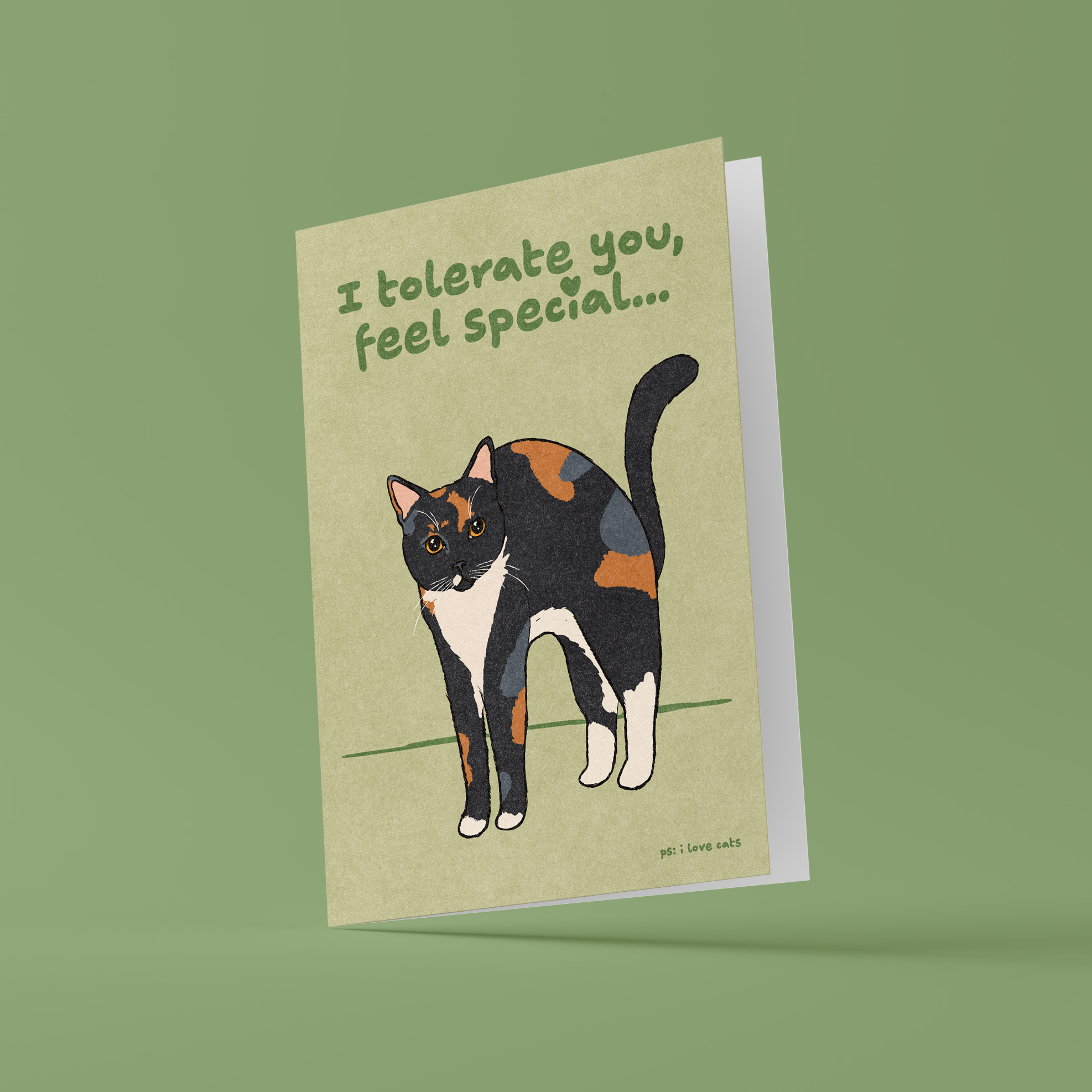Kat & I tolerate you, feel special… - kattenkaart met envelop