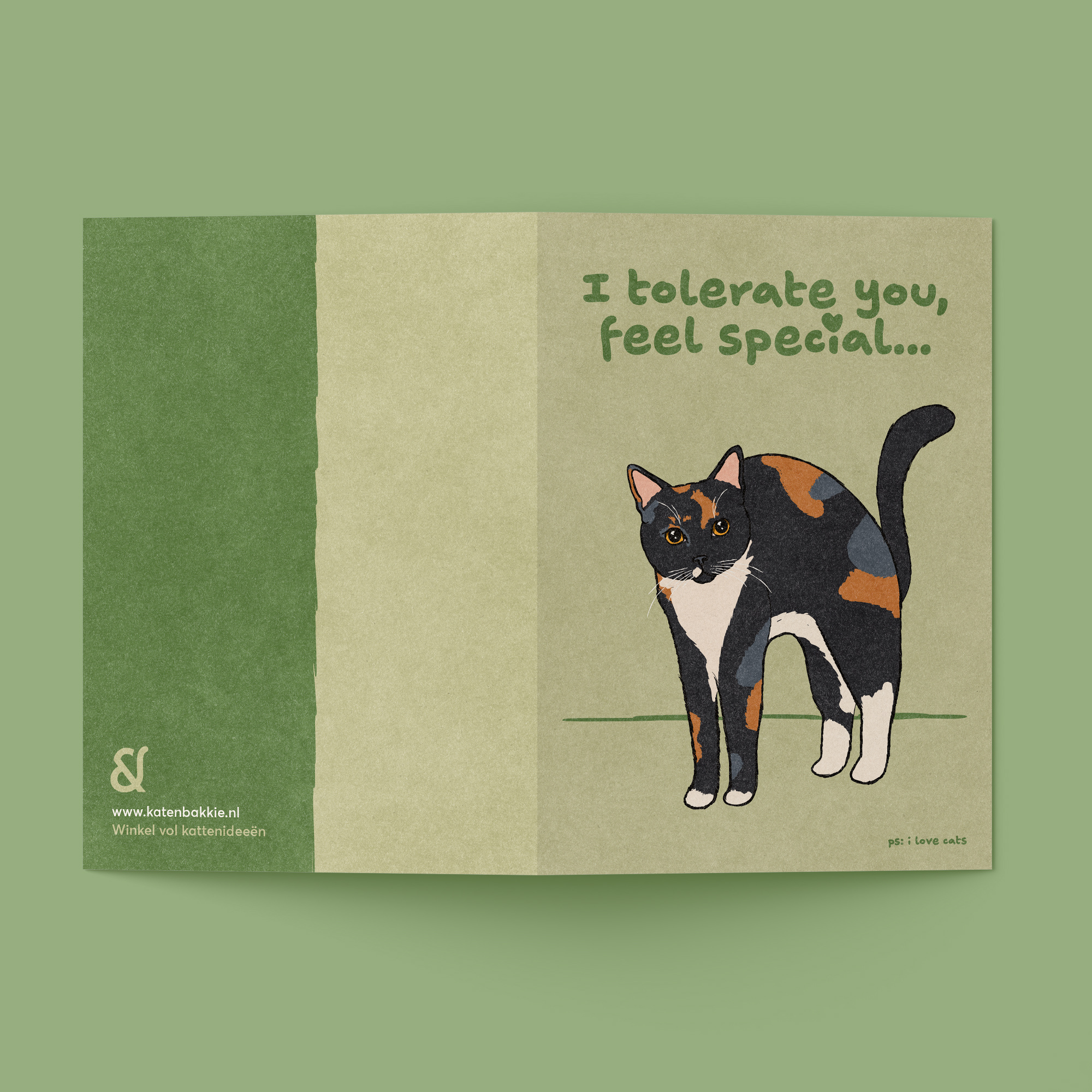 Kat & I tolerate you, feel special… - kattenkaart met envelop