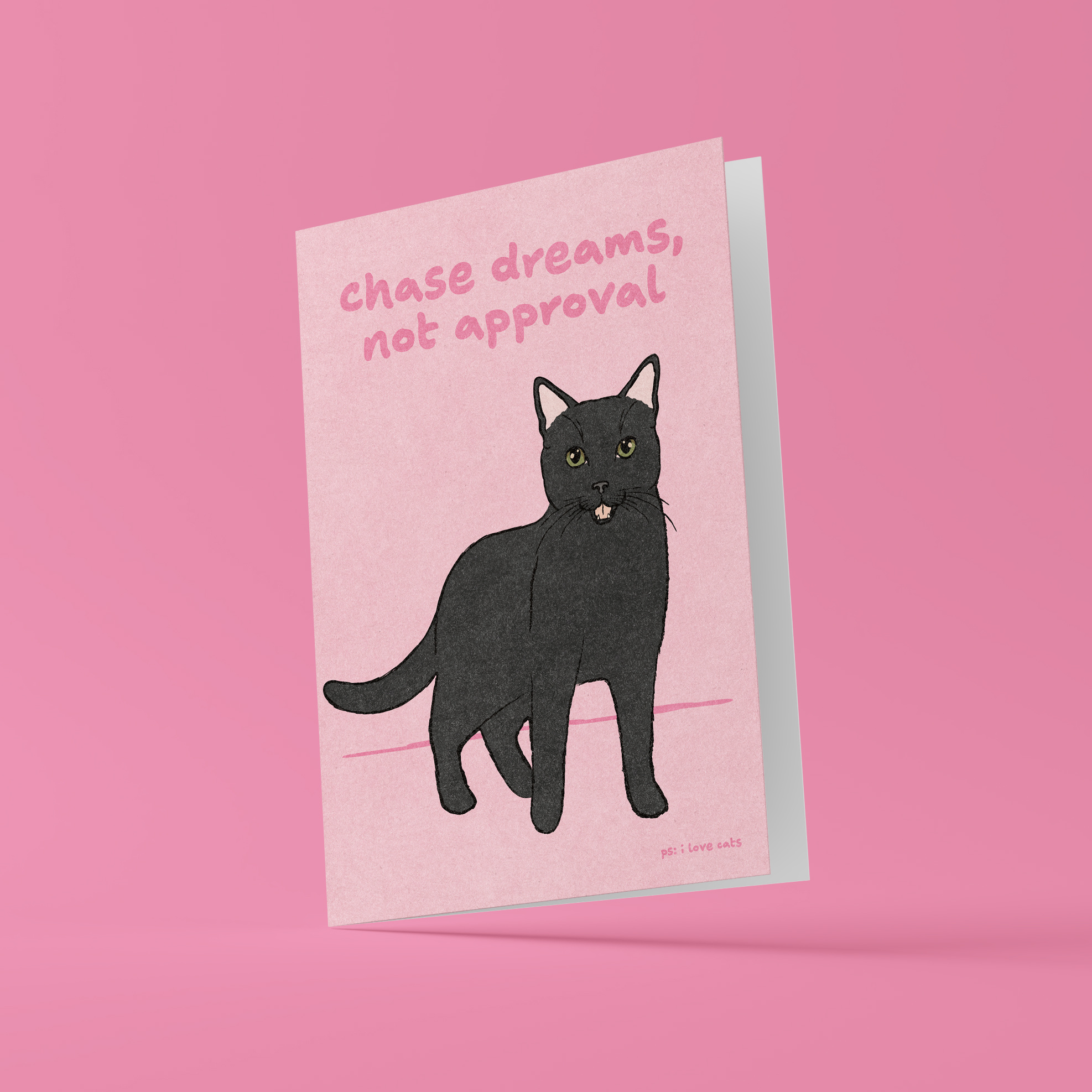 Kat & Chase dreams, not approval - kattenkaart met envelop
