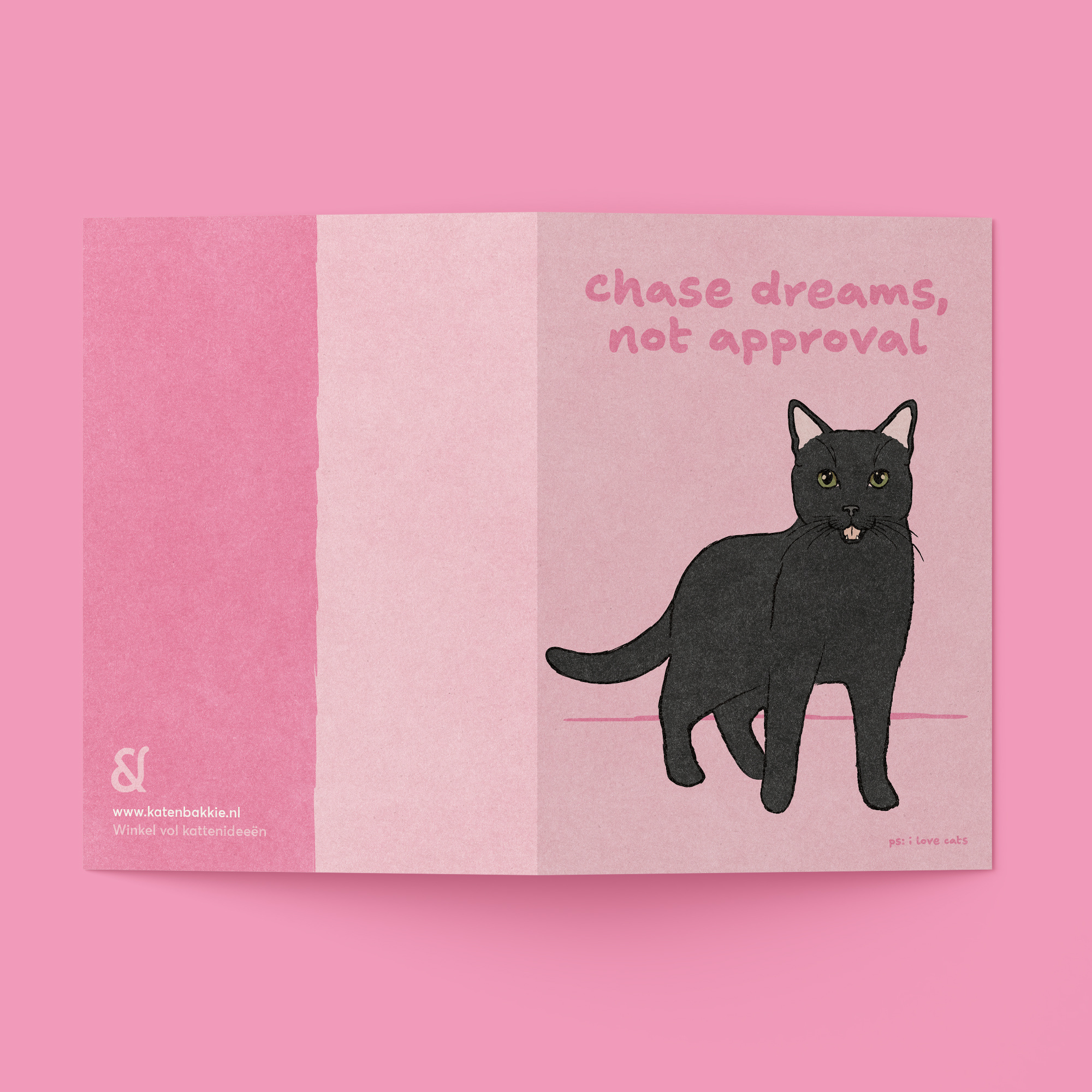 Kat & Chase dreams, not approval - kattenkaart met envelop