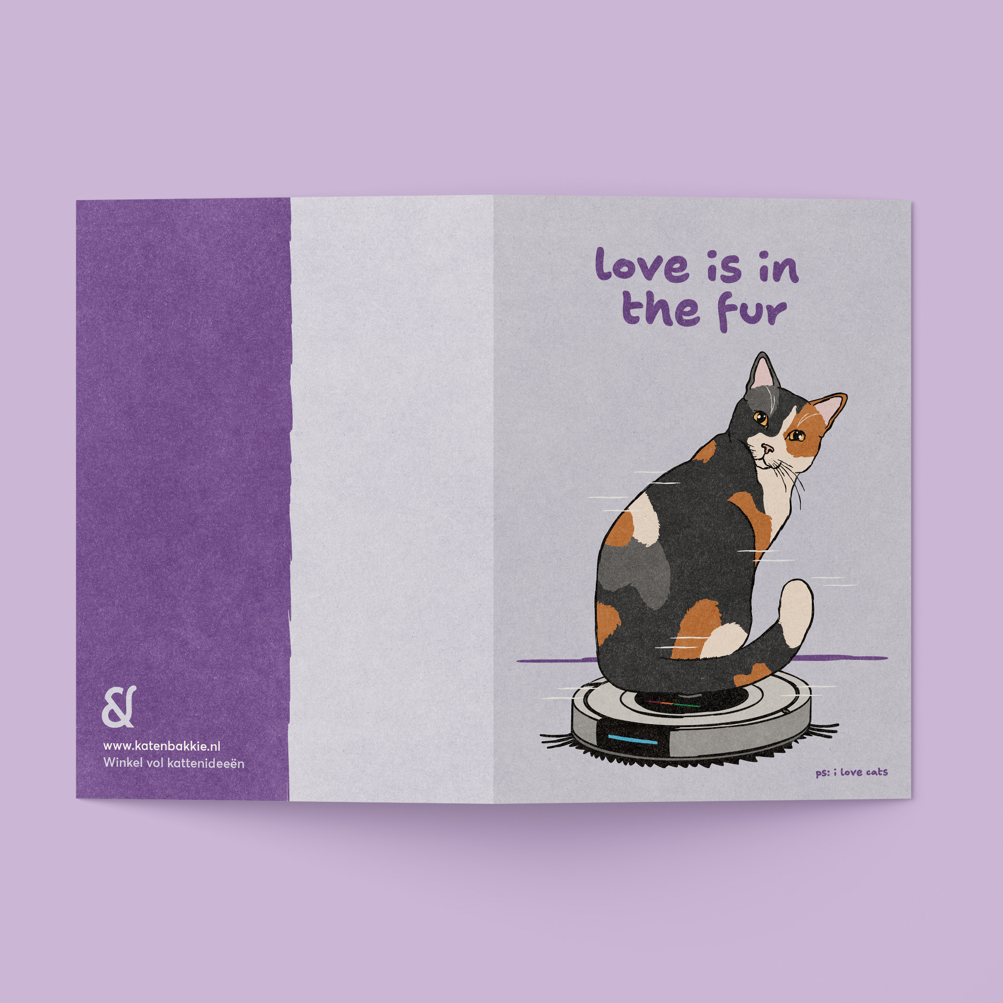 Kat & Love is in the fur - kattenkaart met envelop