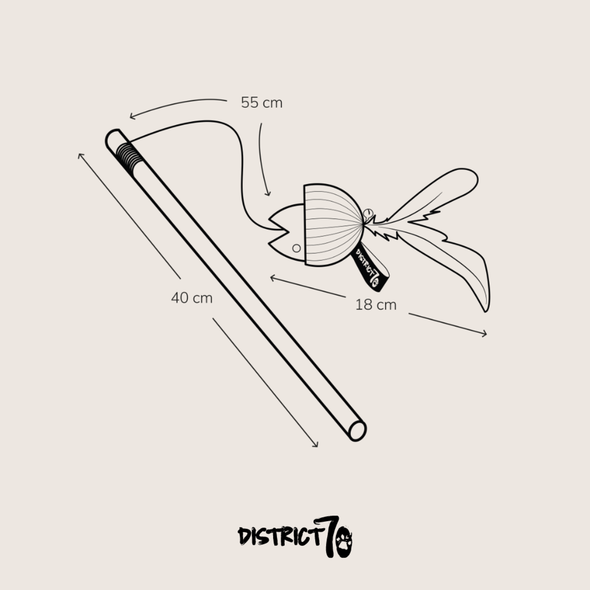 District 70 Kattenhengel wit karton met veren