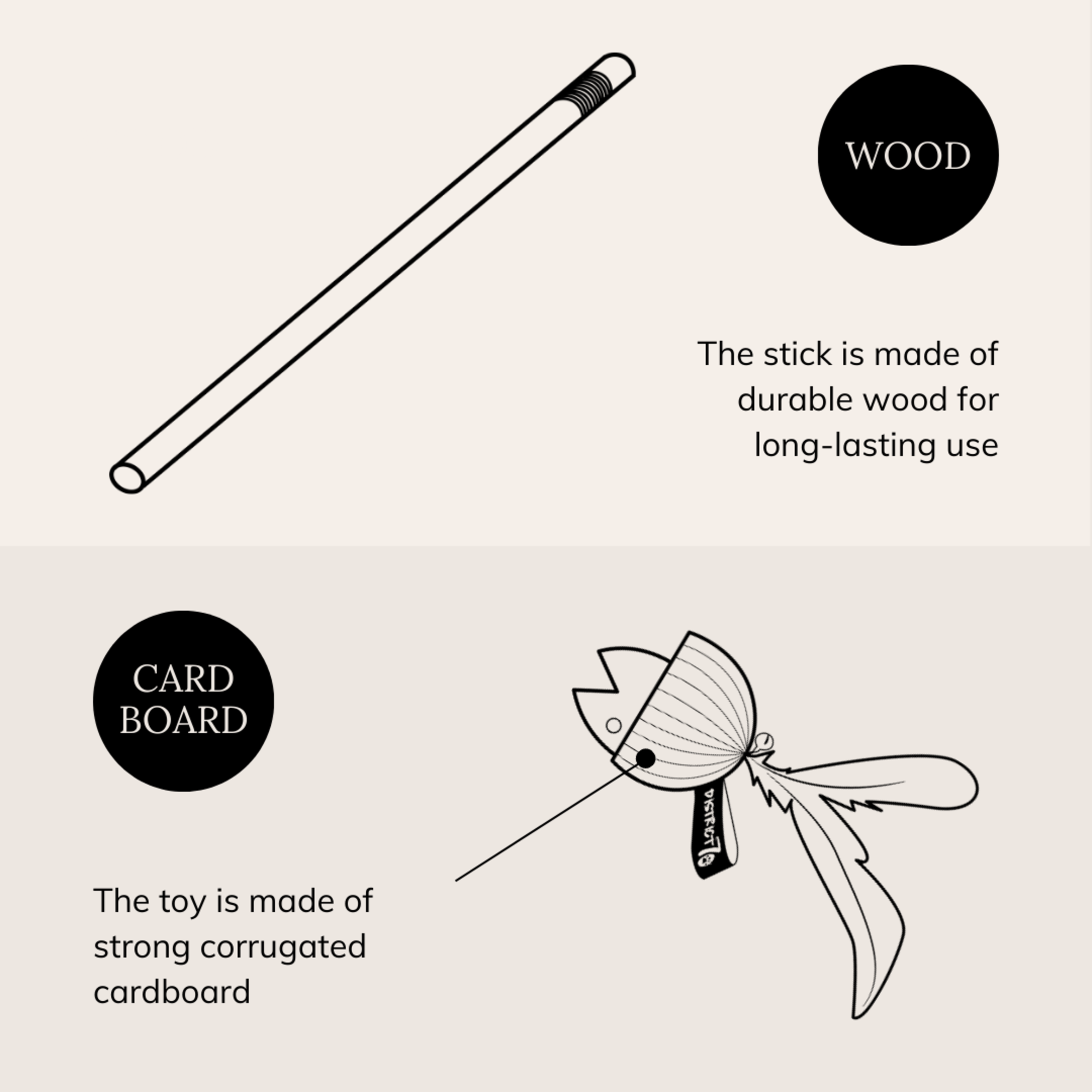 District 70 Kattenhengel zwart karton met veren