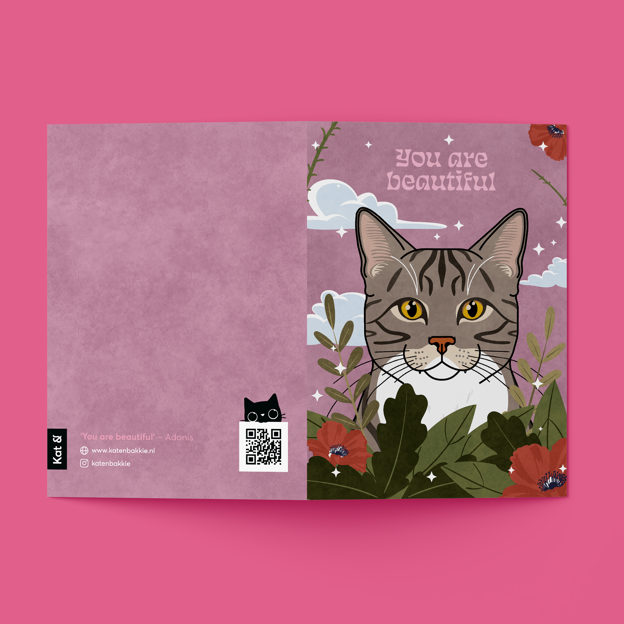 Kat & Kat & kaart 'You are beautiful'