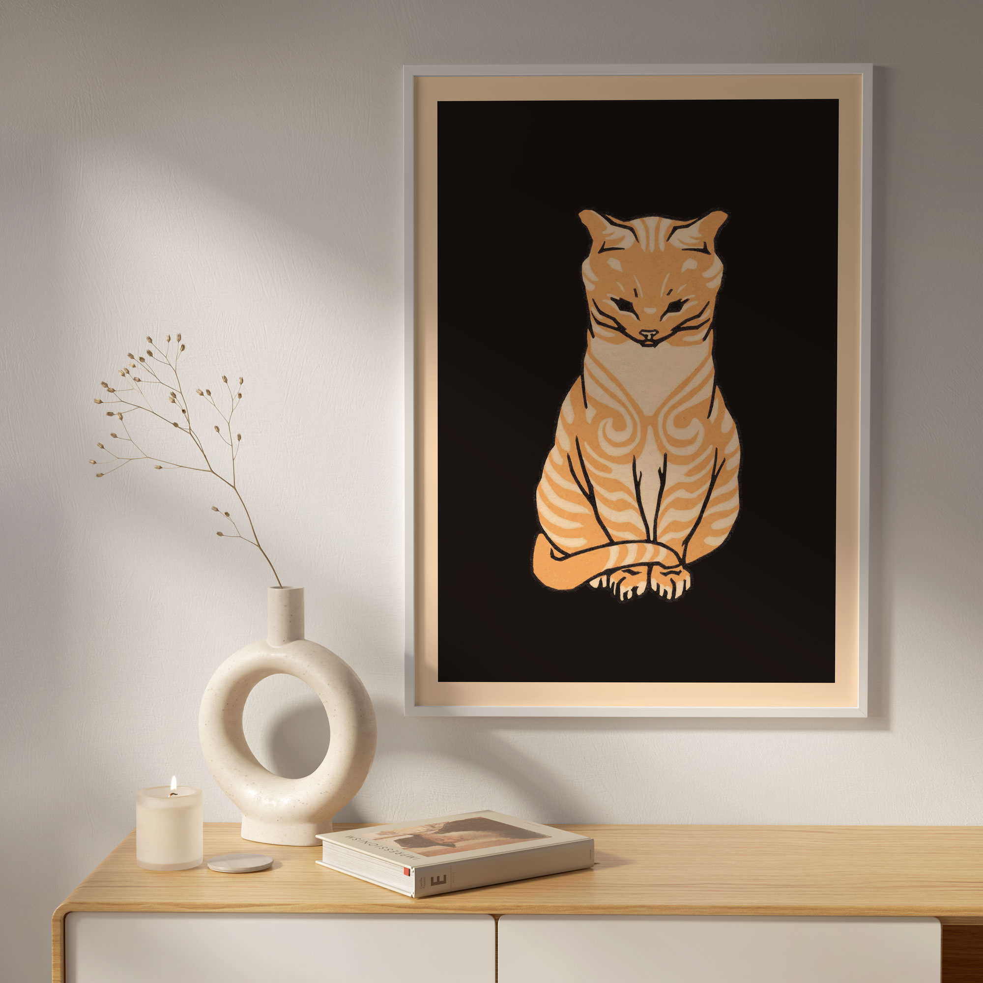 Kat & Kattenposter kunstprint  - Zittende kat (1918), Julie de Graag