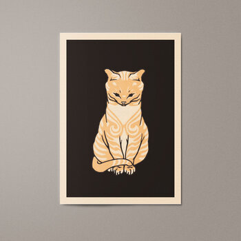 Kat & Poster kunstprint - Zittende kat