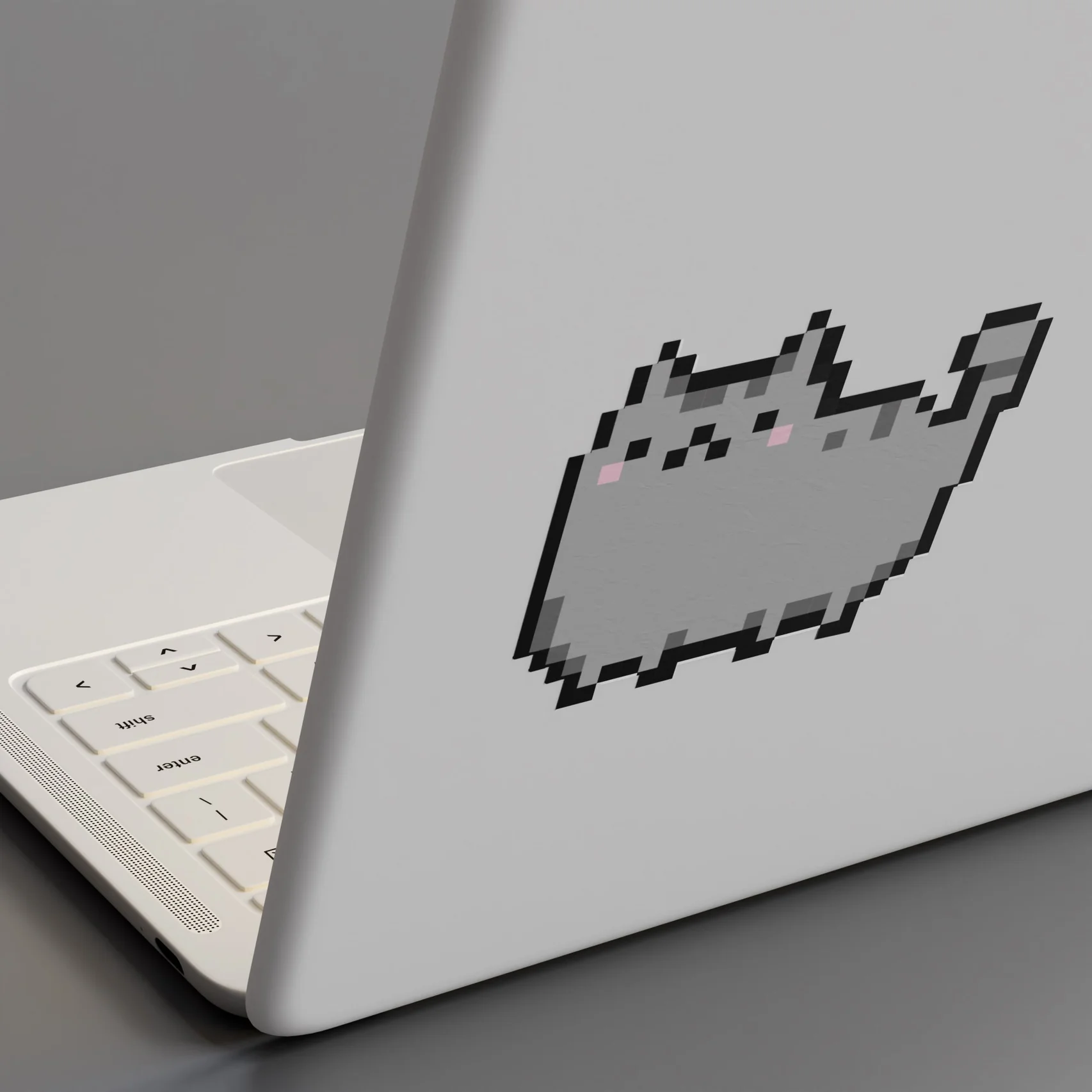 Mustard Laptopsticker - cat pixel wipes
