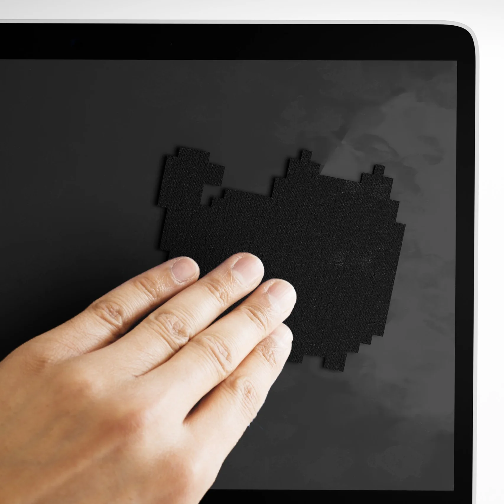 Mustard Laptopsticker - cat pixel wipes