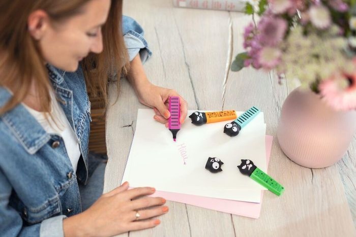 Ed the Cat Set van 4 skattige markeerstiften