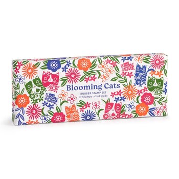 Galison Blooming Cats Rubber Stamp set