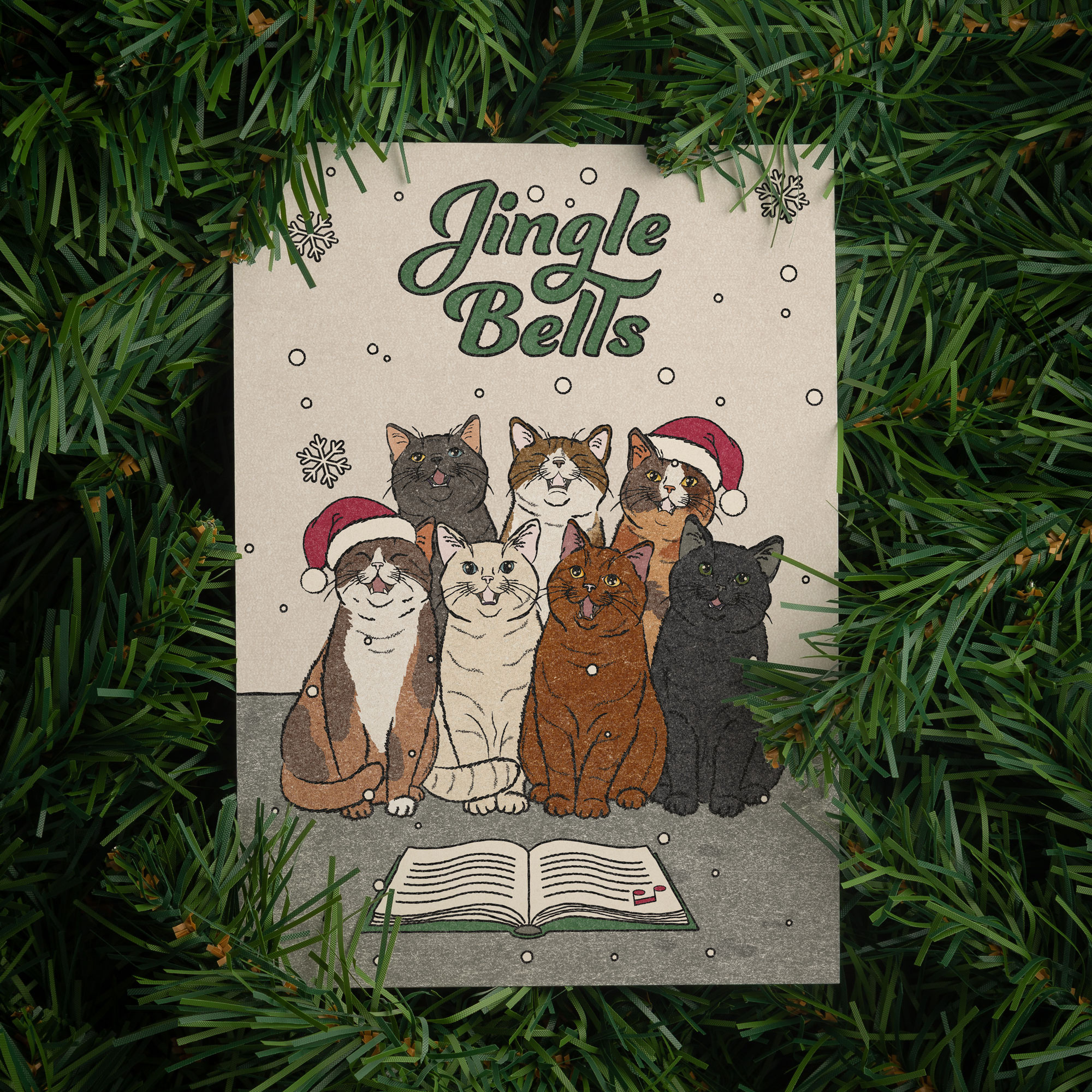 Kat & Purrs for the season – set van 6+1 kerstkaarten+enveloppen