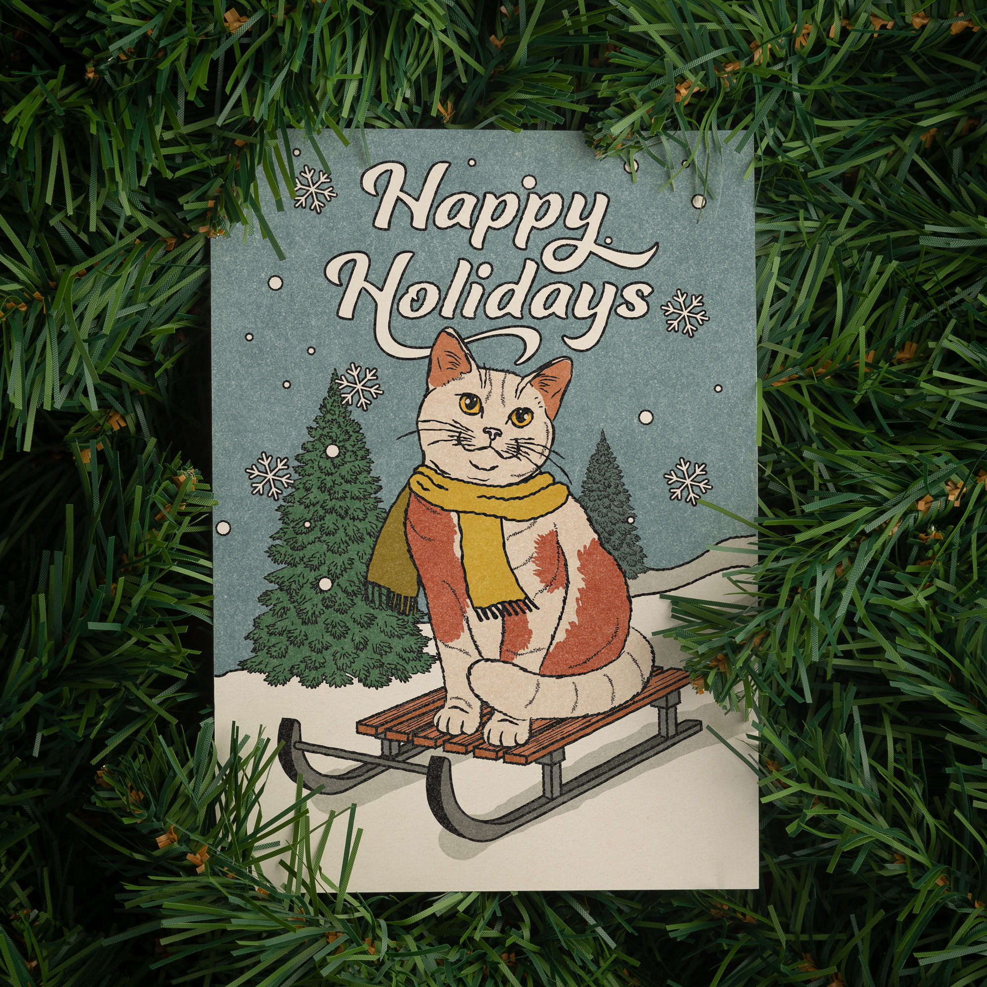 Kat & Purrs for the season – set van 6+1 kerstkaarten+enveloppen