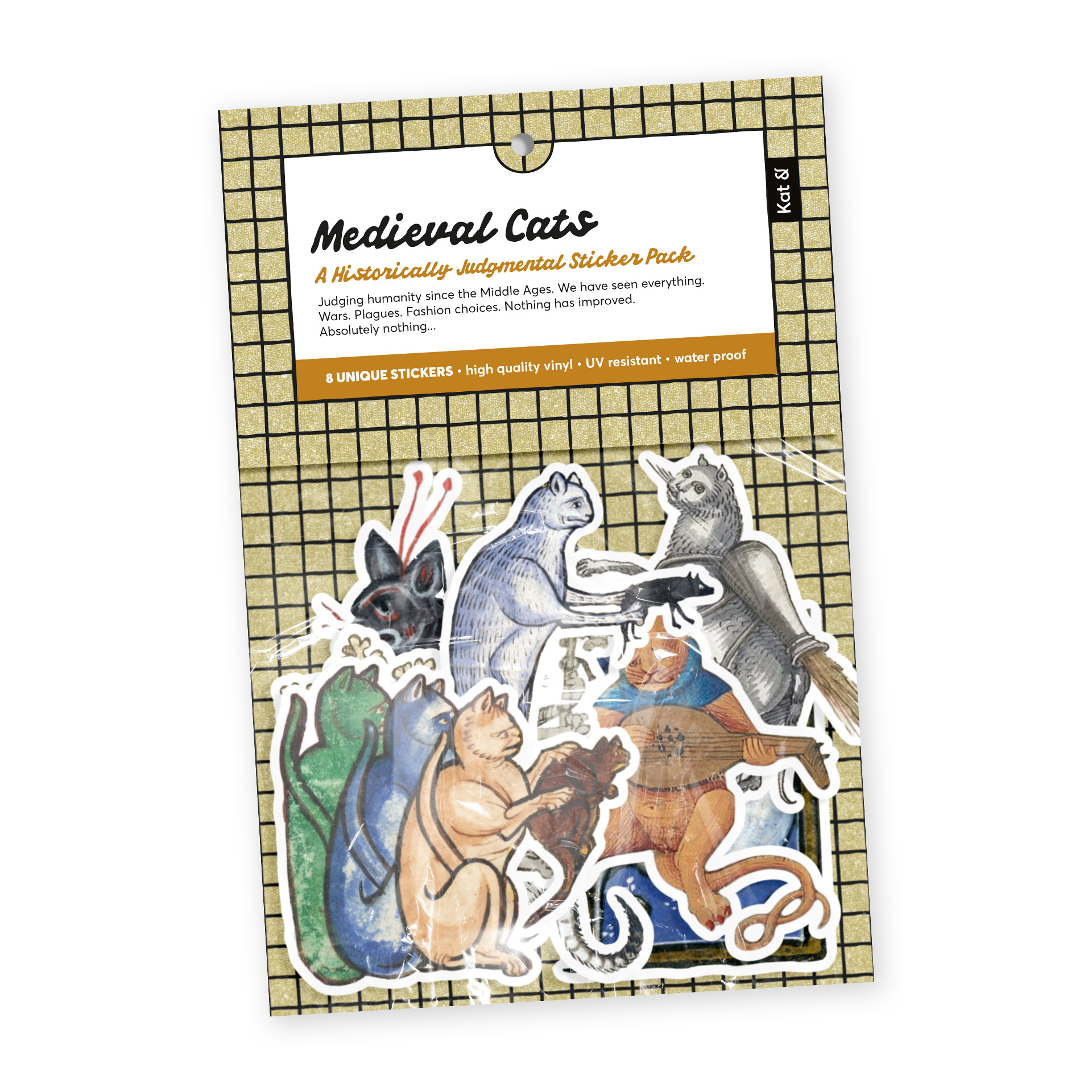 Kat & Kat & Medieval Cats – set met 8 vinylstickers