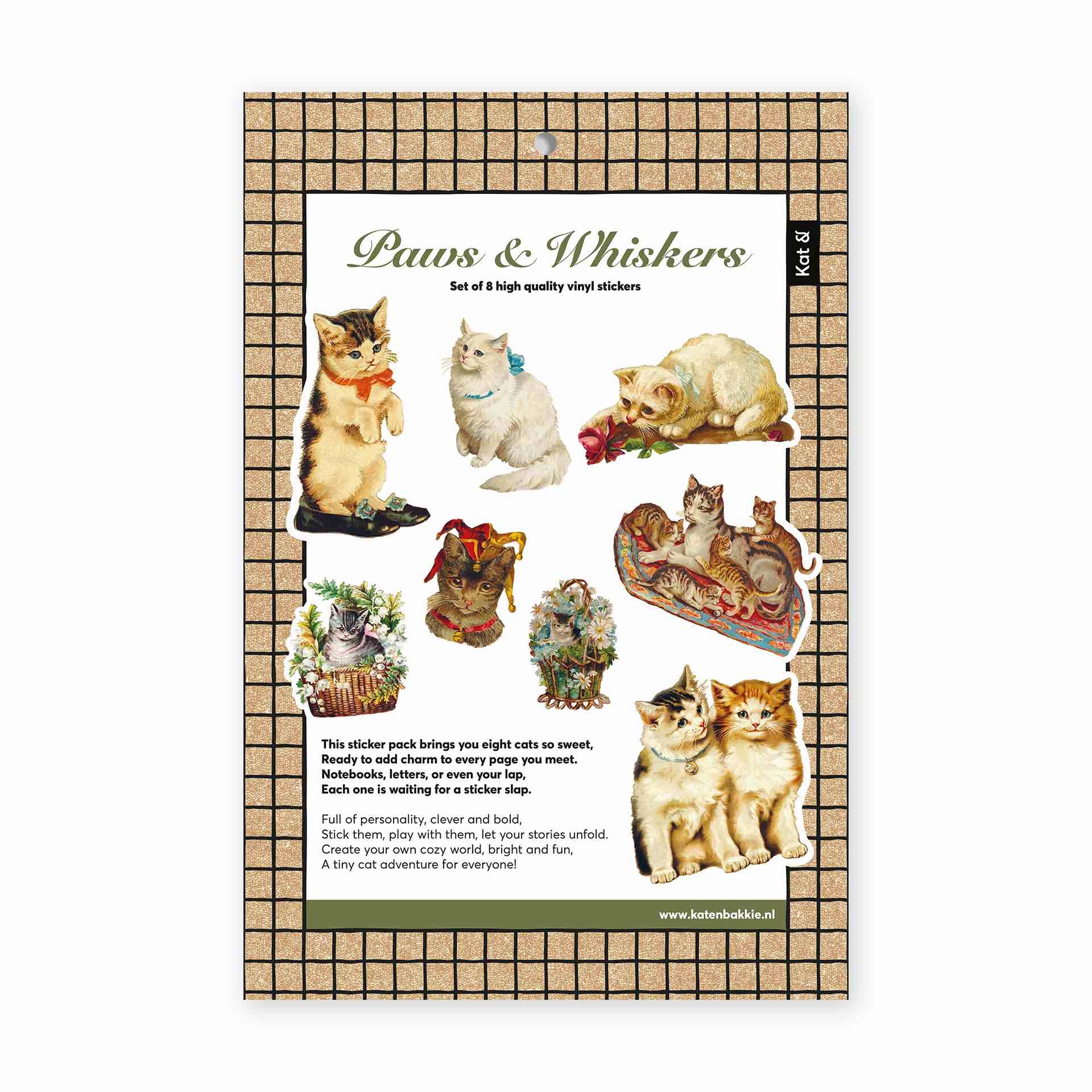 Kat & Kat & Paws and Whiskers – set met 8 vinylstickers