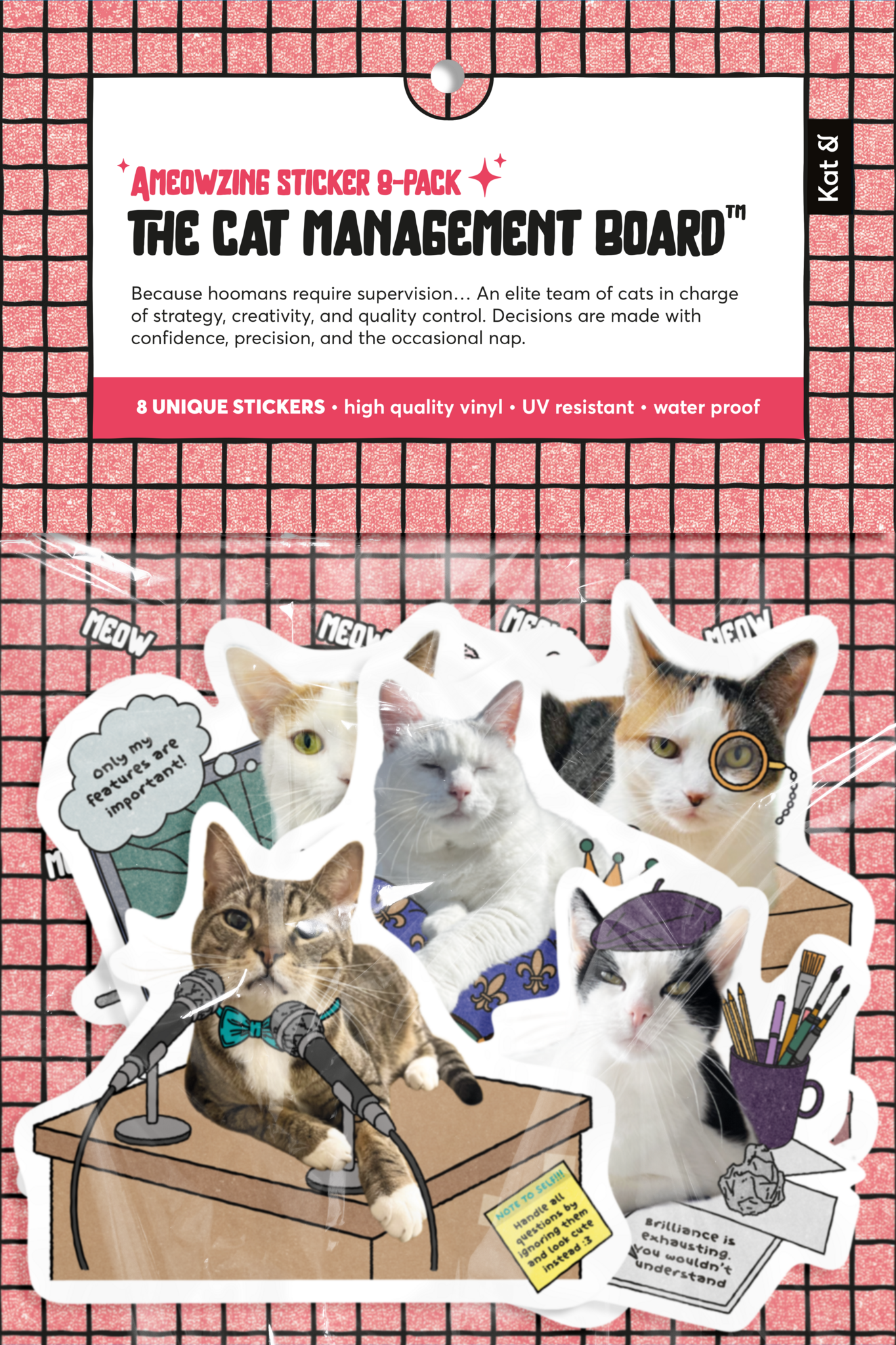 Kat & Kat & The Cat Management Board™ – set met 8 vinylstickers