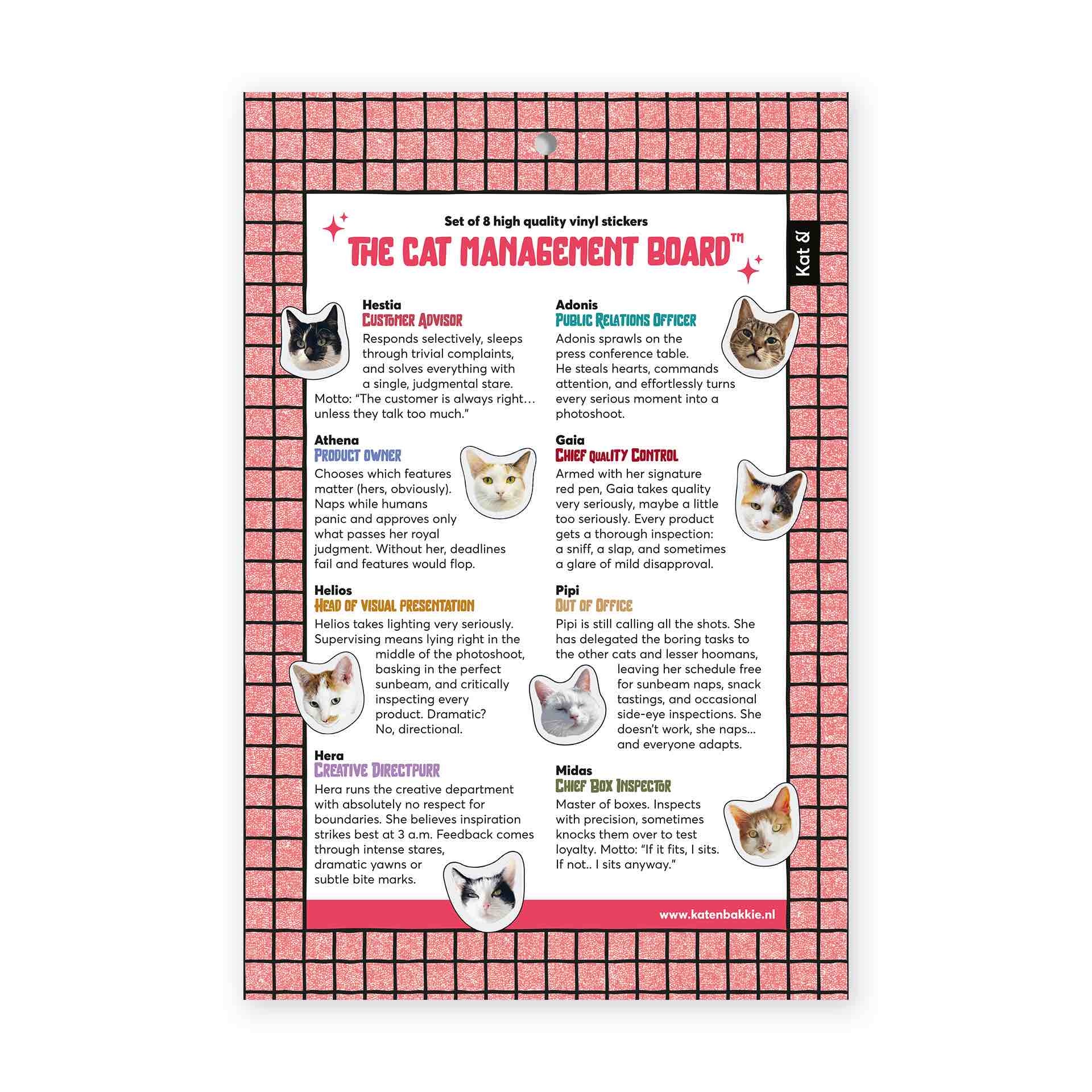 Kat & Kat & The Cat Management Board™ – set met 8 vinylstickers