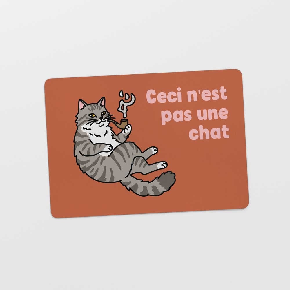 Kat & Ansichtkaart 'Ceci n'est pas une chat'