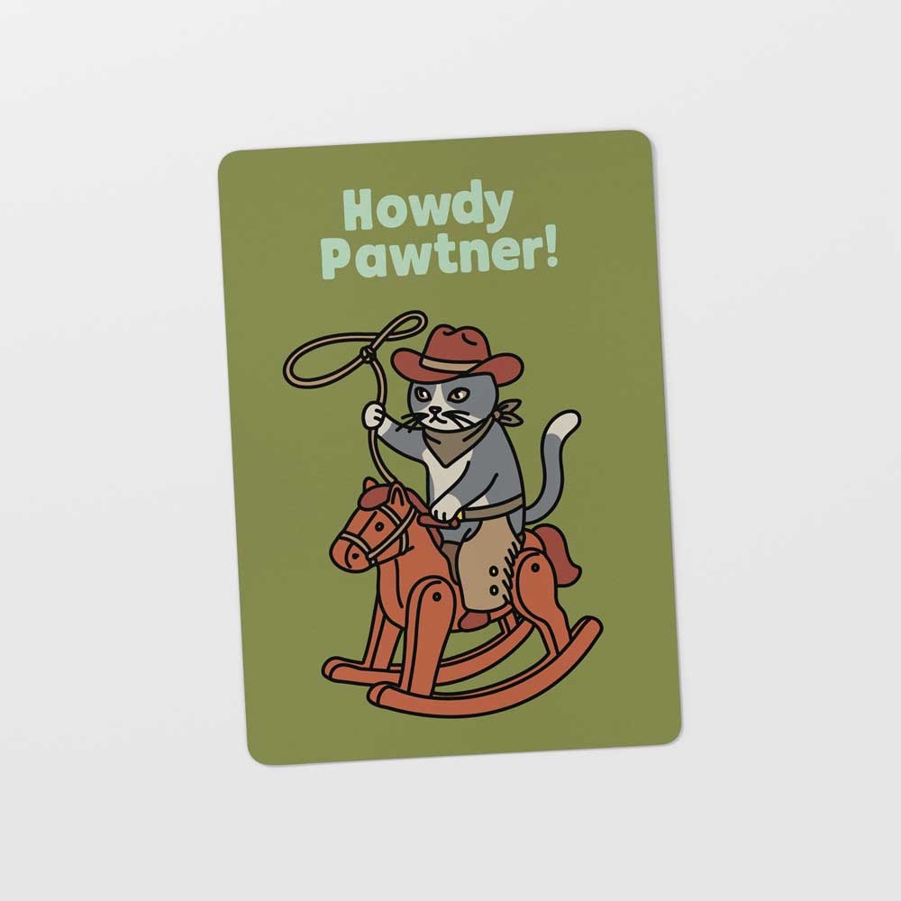 Kat & Ansichtkaart 'Howdy Pawtner!'