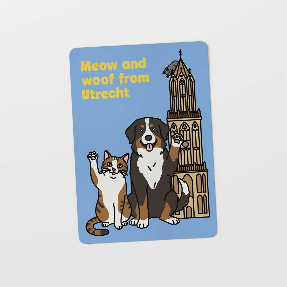 Kat & Ansichtkaart 'Meow and Woof from Utrecht'