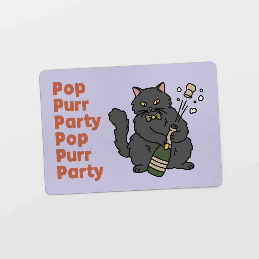 Kat & Ansichtkaart 'Pop Purr Party'