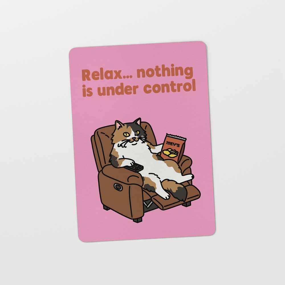 Kat & Ansichtkaart 'Relax… nothing is under control'