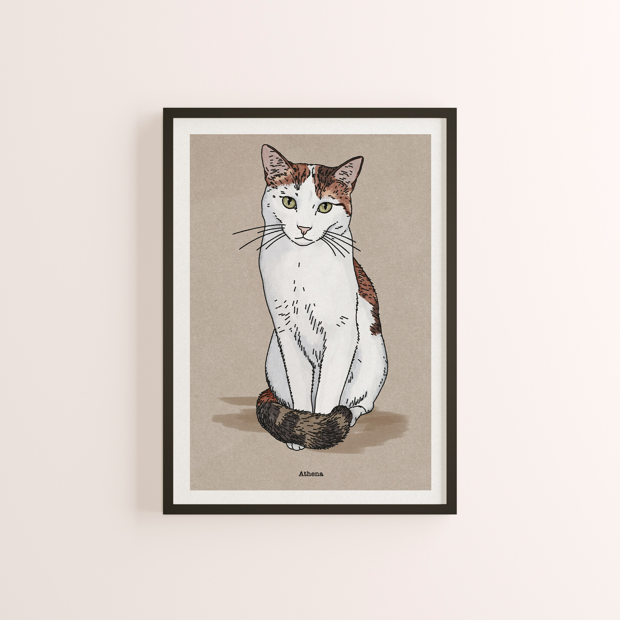 Kat & Handgetekende illustratie in markerstijl van je kat