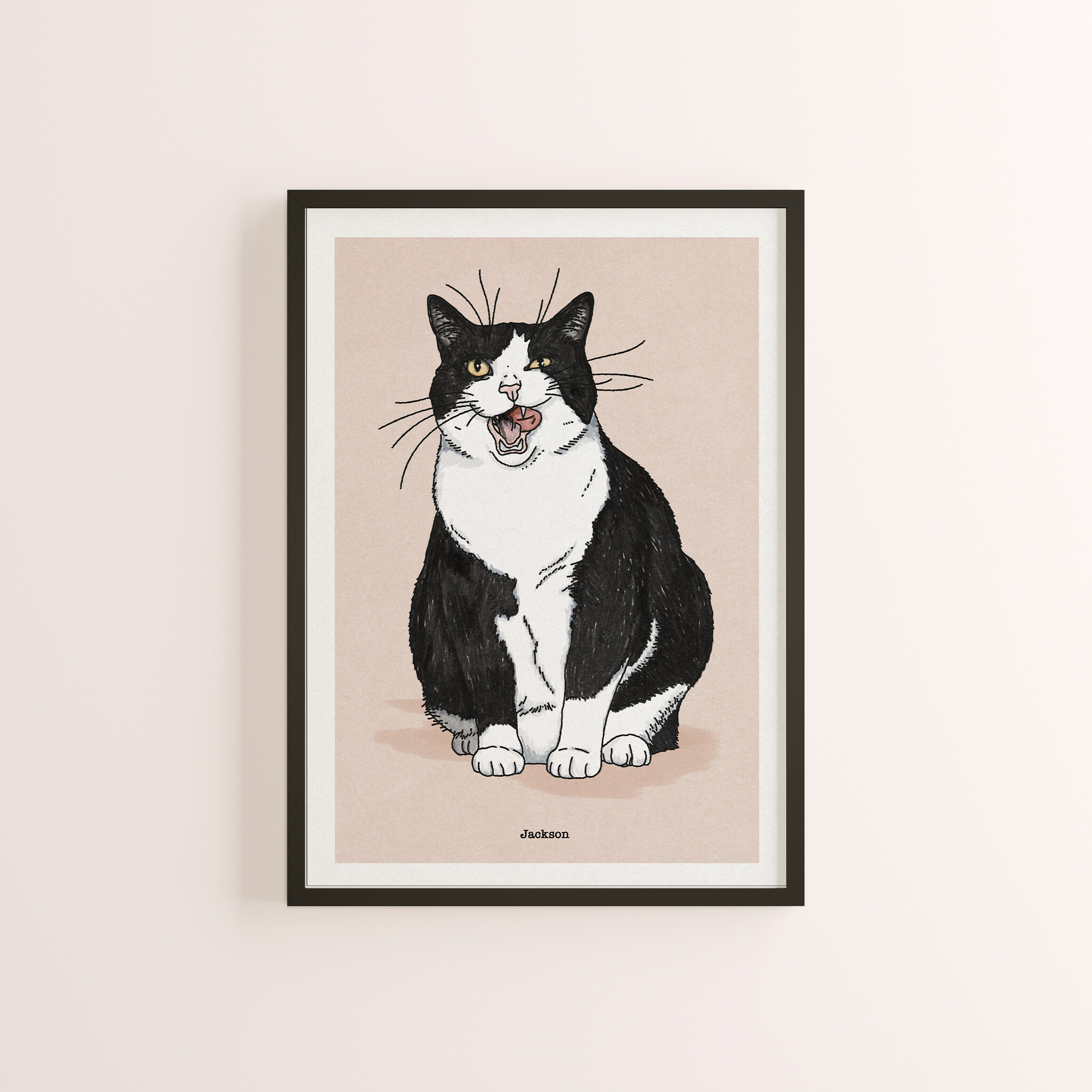 Kat & Handgetekende illustratie in markerstijl van je kat
