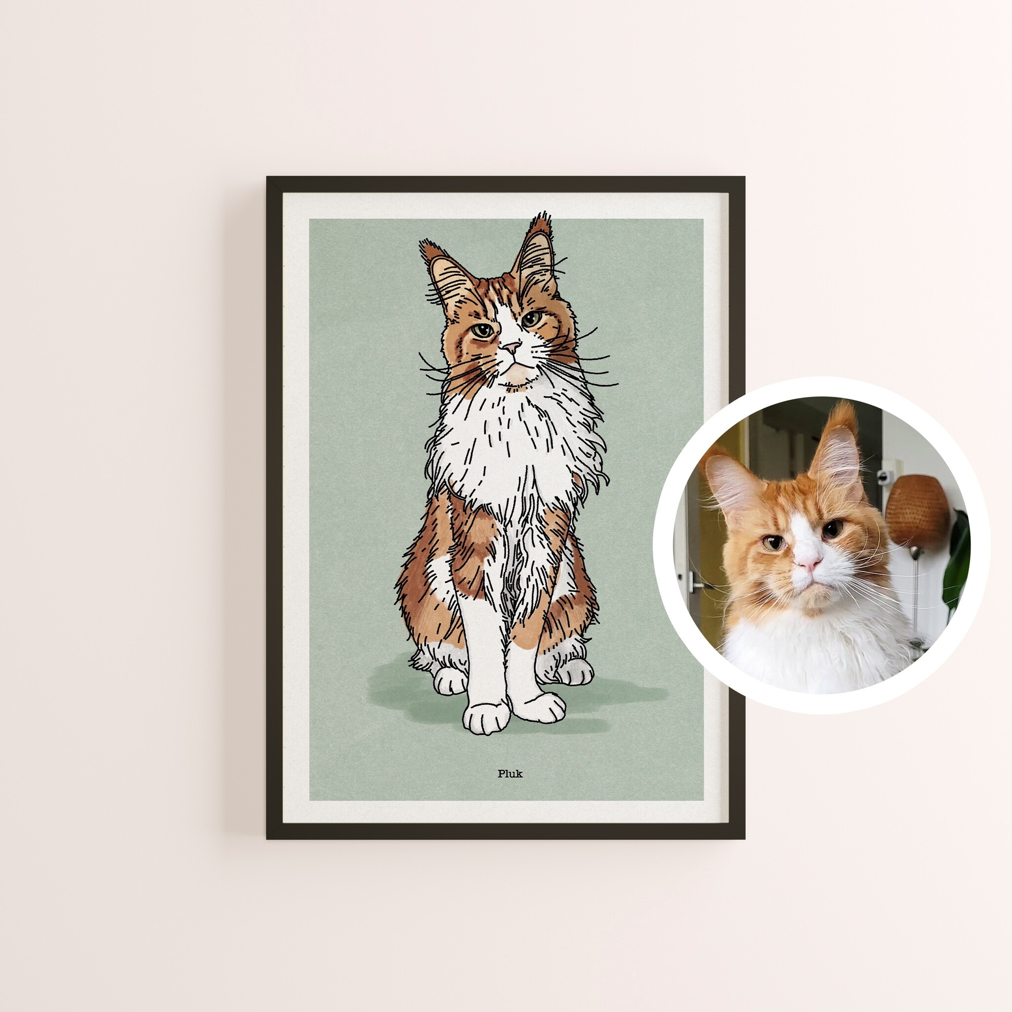 Kat & Handgetekende illustratie in markerstijl van je kat