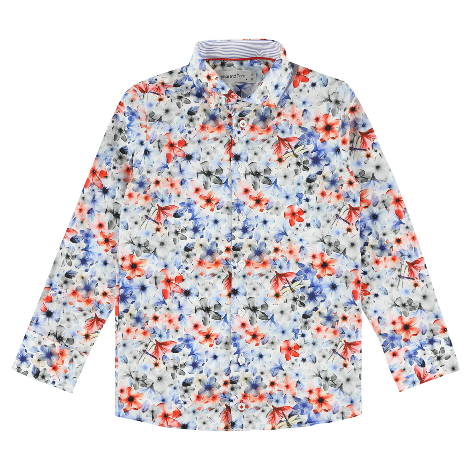 Matisse & Henri M&H Hemd Arthur bloemen/libel blauw/rood