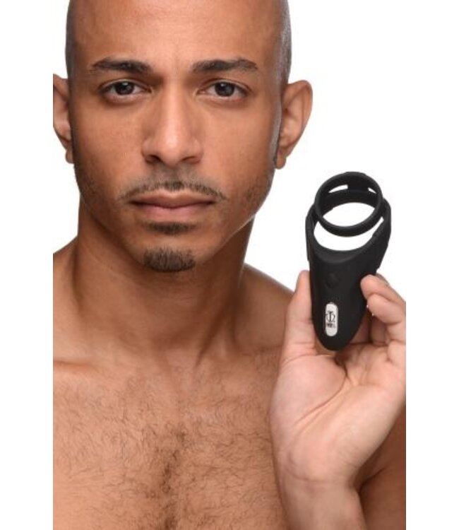 Vibrating Taint Stim Cock Ring - Zwart
