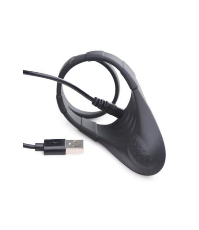 Vibrating Taint Stim Cock Ring - Zwart