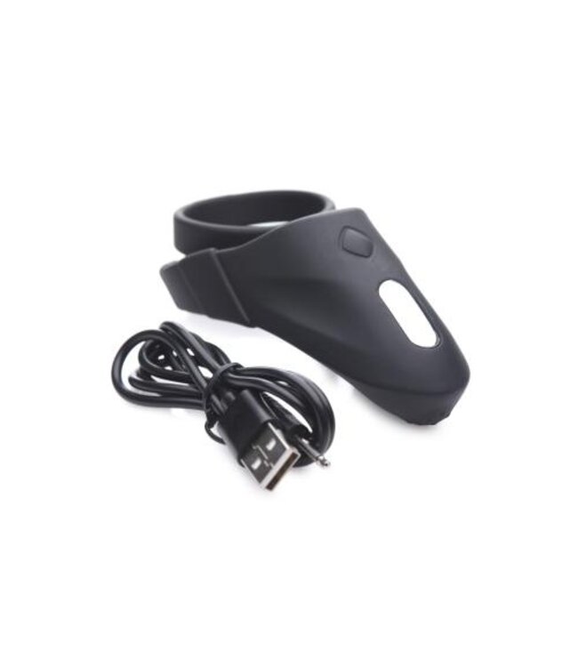 Vibrating Taint Stim Cock Ring - Zwart