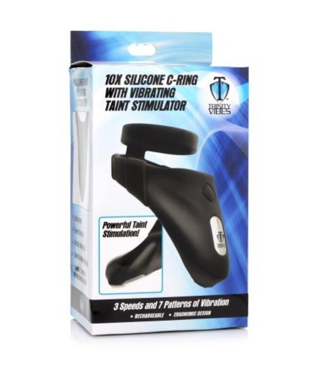 Vibrating Taint Stim Cock Ring - Zwart