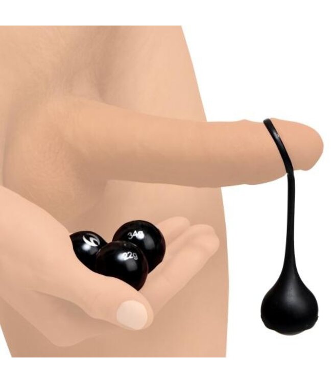 Cock Dangler Siliconen Penishanger Met Gewichten - Zwart