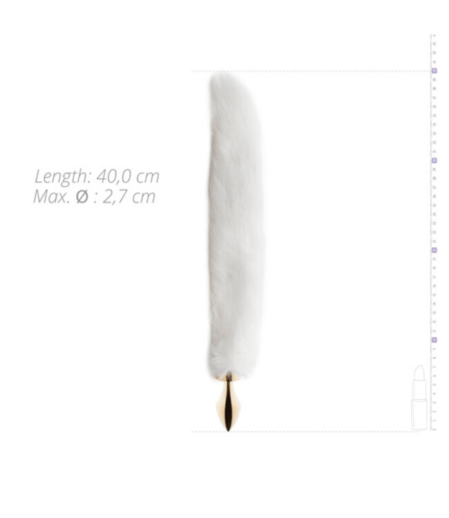 Kleine goudkleurige buttplug met witte vossenstaart