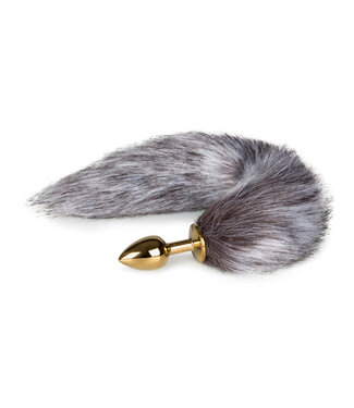 Easytoys Fetish Collection Kleine goudkleurige buttplug met bruin/witte vossenstaart