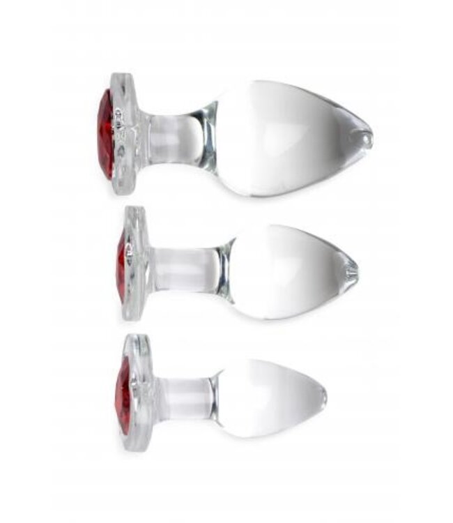 Red Heart Gem Anaalplug Set Van Glas