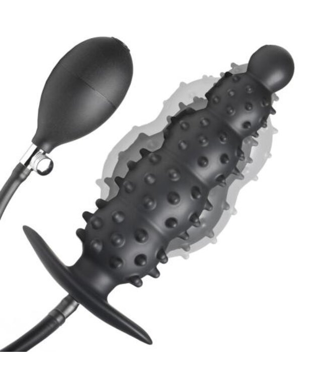 Geribbelde Opblaasbare Anaalplug - Zwart