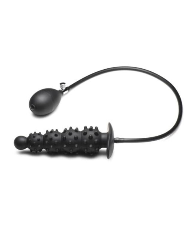 Geribbelde Opblaasbare Anaalplug - Zwart