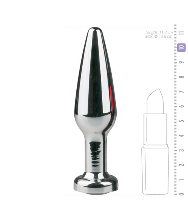 Metalen Buttplug met Diamant Zilver - L
