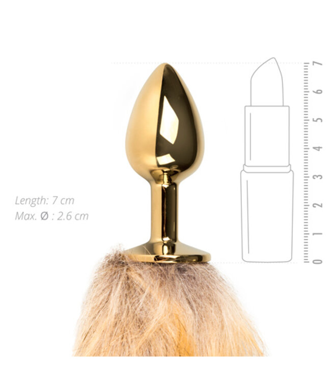 Kleine goudkleurige buttplug met vossenstaart