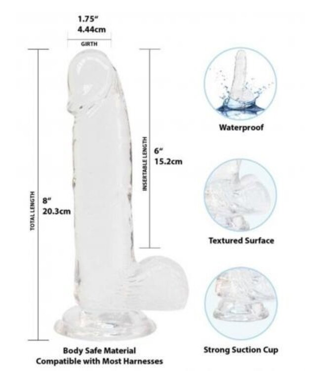 Crystal Addiction - Transparante Dildo - 19 cm