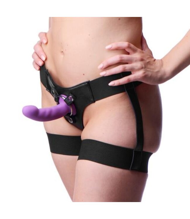 Zwart strap on harnas jarretel stijl