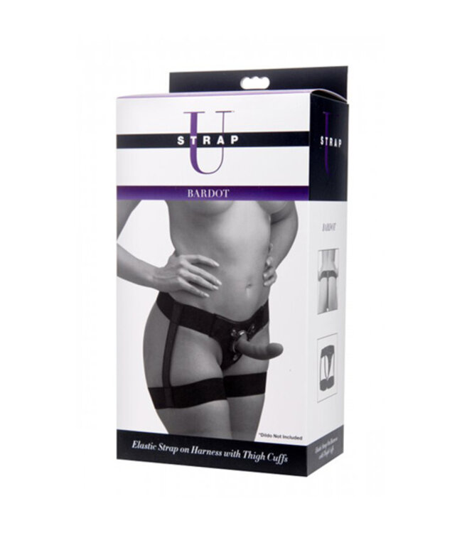 Zwart strap on harnas jarretel stijl